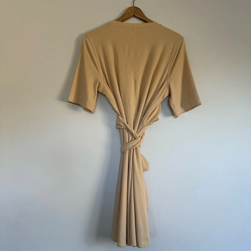 Lululemon Cotton Wrap-Front T-Shirt Dress in Cream Size: 10